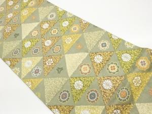 鱗に菊・松・華文模様織出し袋帯